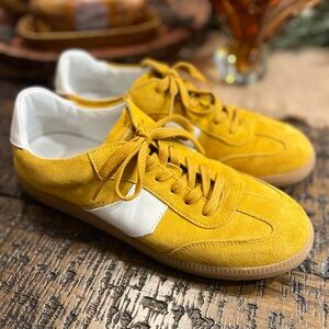 ME+EM Retro Sneaker Italian Suede Leather Mustard color